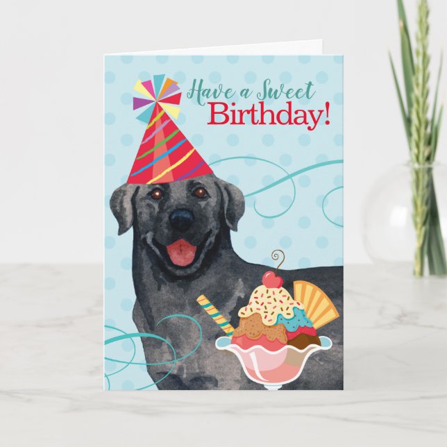 Sweet Birthday Black Lab Card (Front)