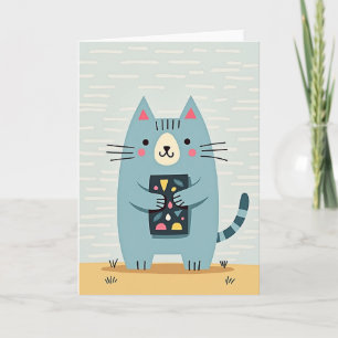 Sweet Birthday Blue Cat Card