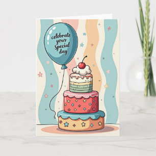 Sweet Birthday Cake Balloon Card