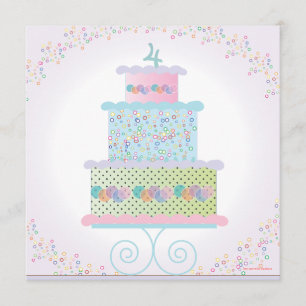Sweet Birthday Cake Birthday Party Invitation
