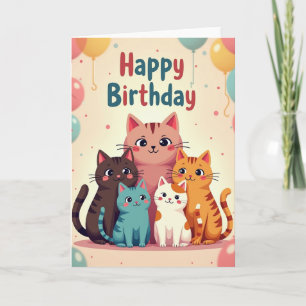 Sweet Birthday Cat Party Card