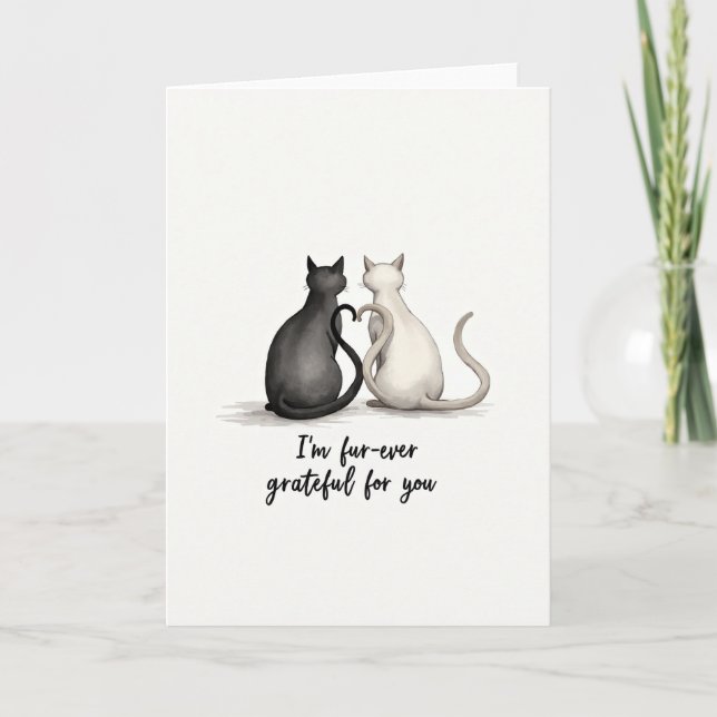 Sweet Birthday Cats Heart Tail Card (Front)