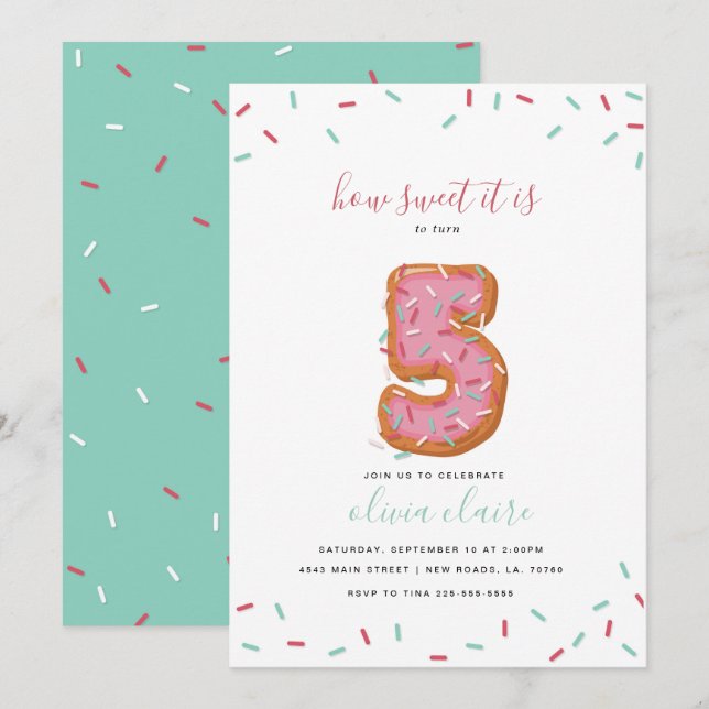Sweet Birthday Celebration | Five Invitation (Front/Back)