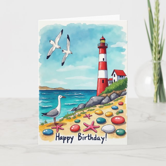 Sweet Birthday Coastal View Card (Front)