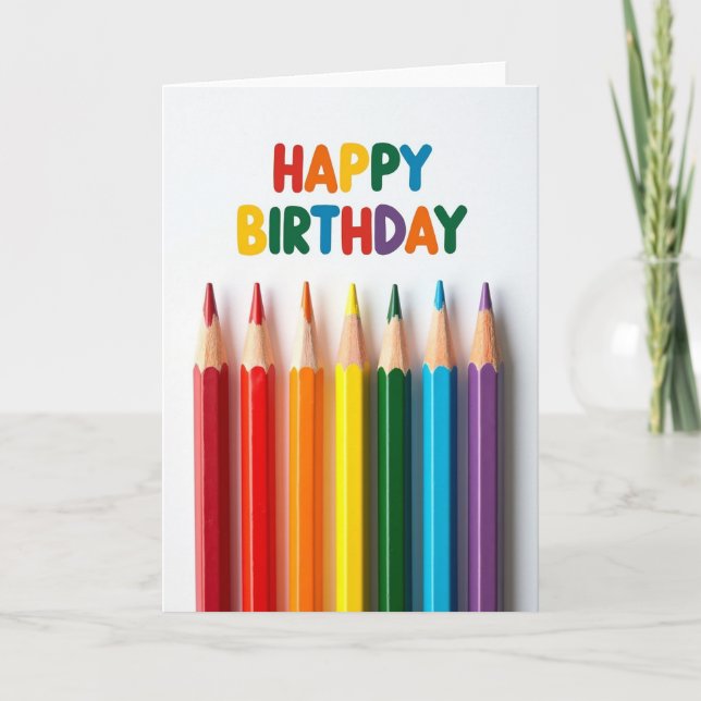 Sweet Birthday Colour Pencil Card (Front)