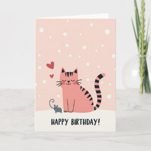 Sweet Birthday Coral Cat Card