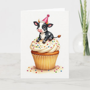 Sweet Birthday Cow Cupcake Card