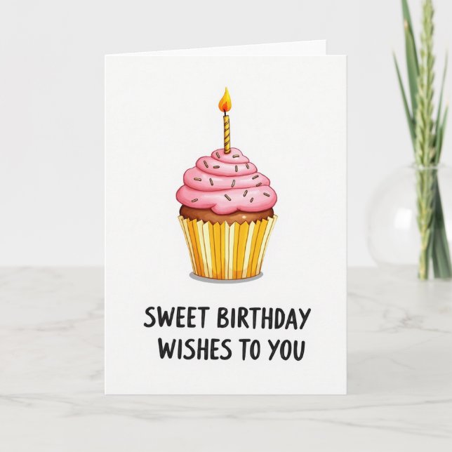 Sweet Birthday Cupcake Art Card (Front)