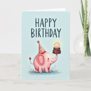Sweet Birthday Elephant Cake Card