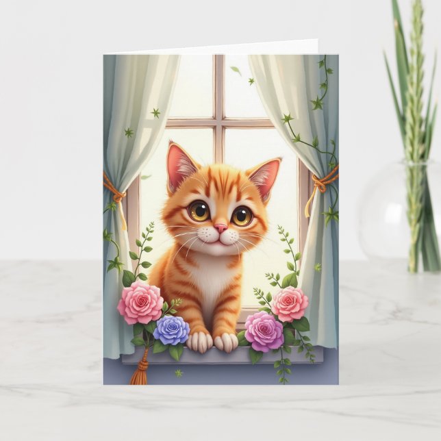 Sweet Birthday Feline Art Card (Front)