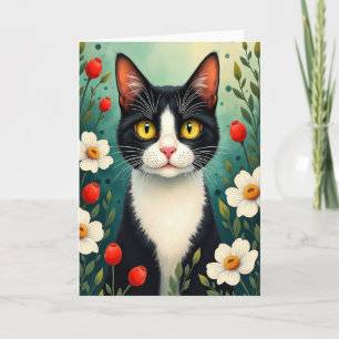 Sweet Birthday Feline Floral Card