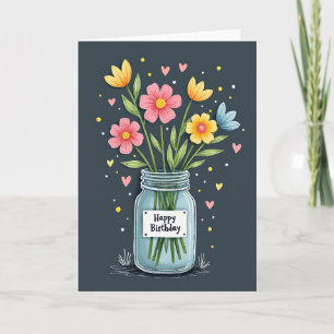 Sweet Birthday Floral Jar Card