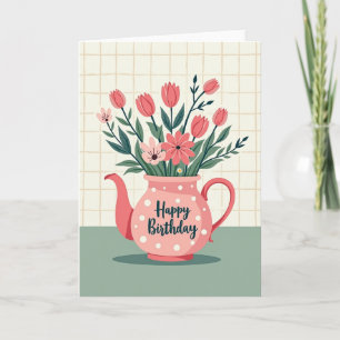 Sweet Birthday Floral Teapot Card
