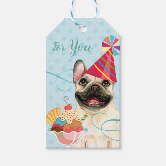 Sweet Birthday French Bulldog Gift Tags (Front)
