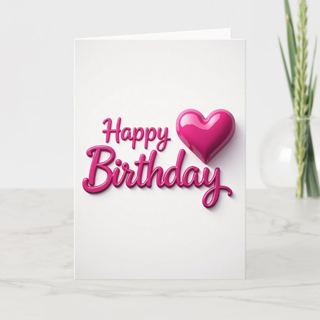 Sweet Birthday Fuchsia Script Card (Front)