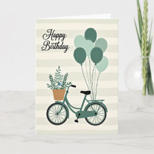 Sweet Birthday Green Bicycle Card