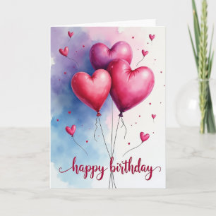 Sweet Birthday Heart Balloons Card