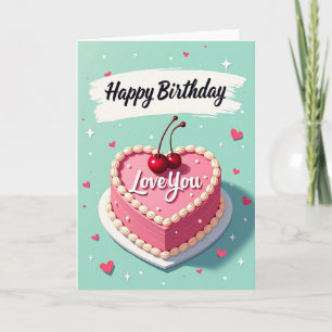 Sweet Birthday Heart Cake Card