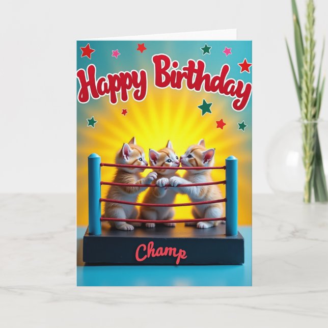 Sweet Birthday Kitten Ring Card (Front)