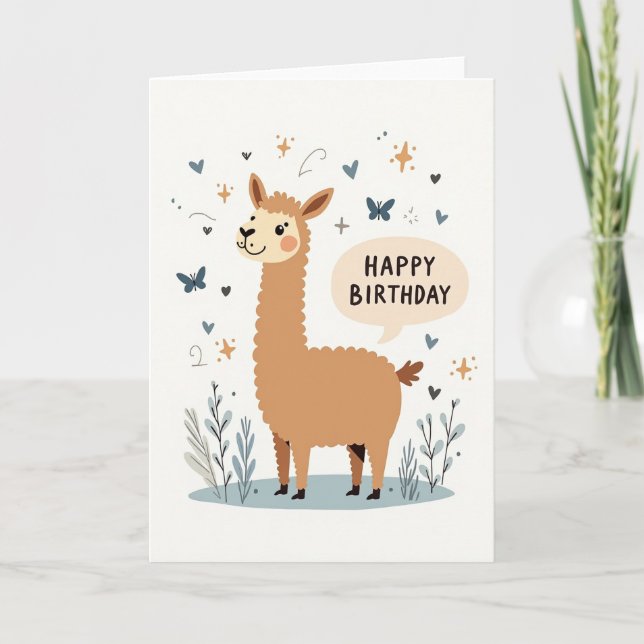 Sweet Birthday Llama Art Card (Front)
