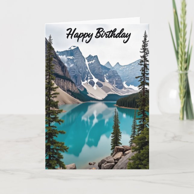 Sweet Birthday Mountain Lake Card (Front)
