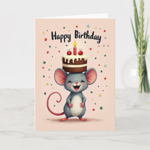 Sweet Birthday Mouse Cake Card