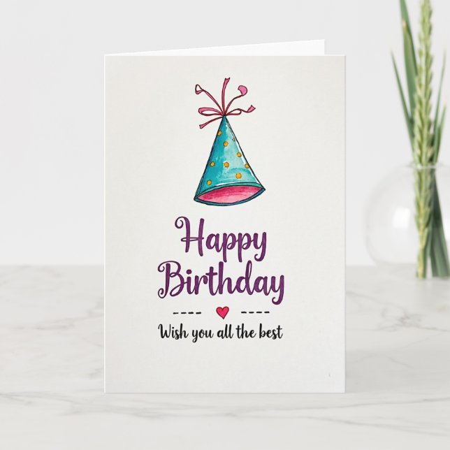 Sweet Birthday Party Hat Card (Front)
