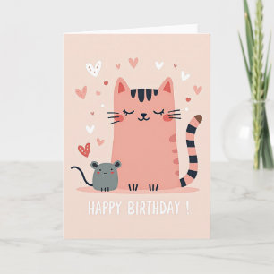 Sweet Birthday Pastel Feline Card