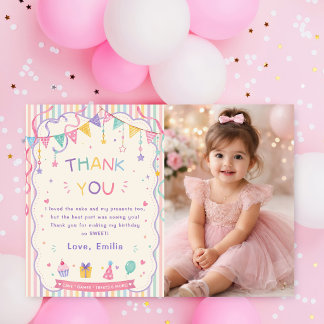 Sweet birthday pastel thank you card