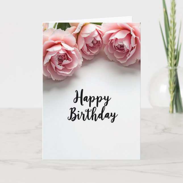 Sweet Birthday Pink Rose Card (Front)