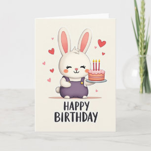 Sweet Birthday Rabbit Cake Card
