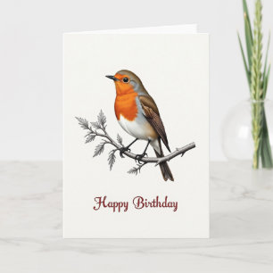 Sweet Birthday Red Breast Bird Card