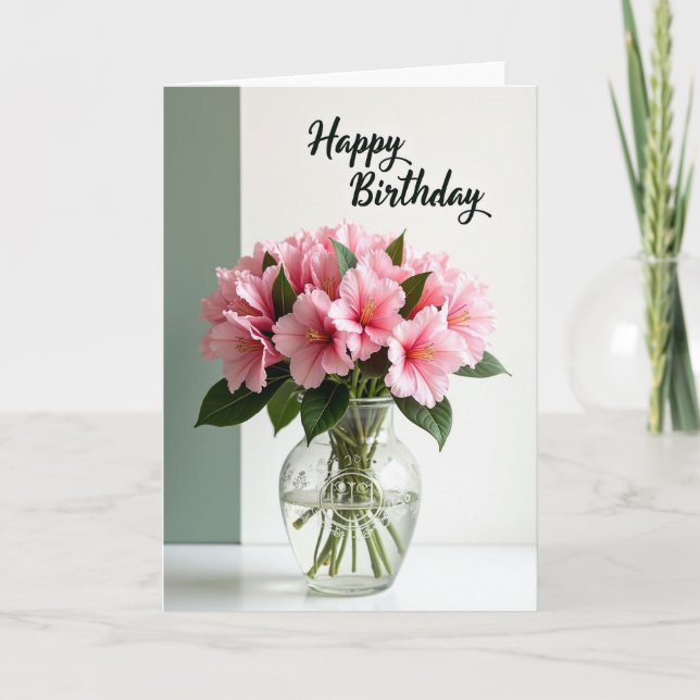 Sweet Birthday Rose Bloom Card (Front)