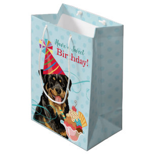 Sweet Birthday Rottweiler Medium Gift Bag