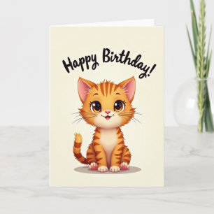 Sweet Birthday Striped Cat Card