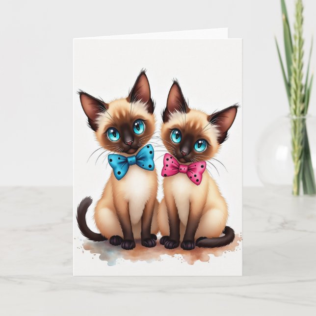 Sweet Birthday Stylised Kittens Card (Front)