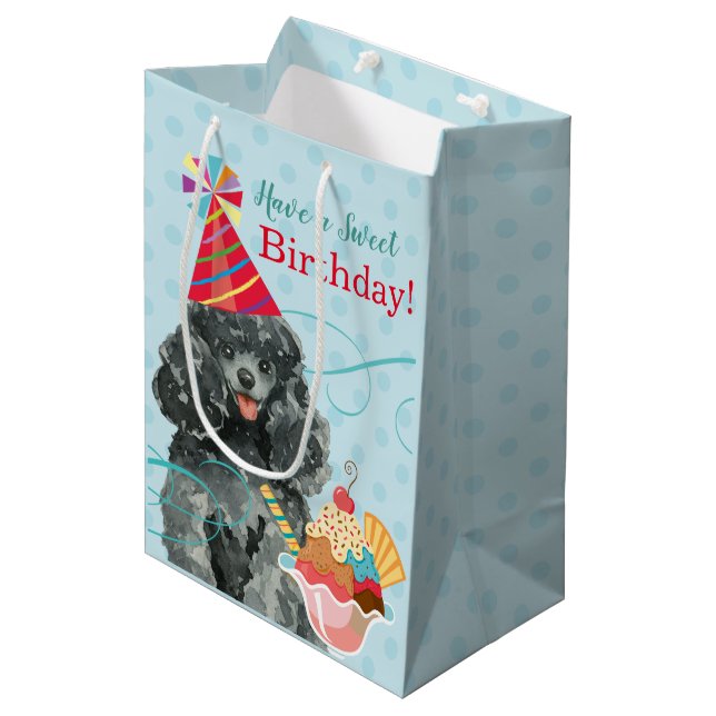 Sweet Birthday Toy Poodle Medium Gift Bag (Front Angled)