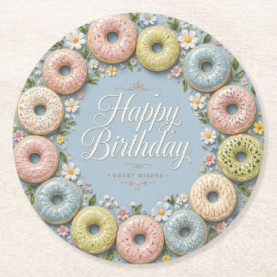 Sweet Birthday Wishes Round Paper Coaster
