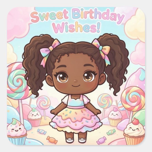 Sweet Birthday Wishes Square Sticker (Front)
