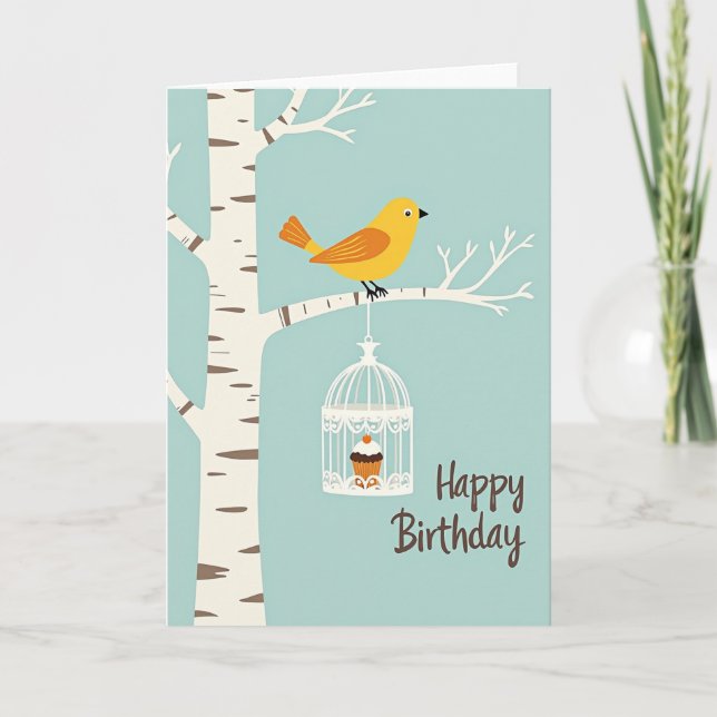 Sweet Birthday Yellow Bird Card (Front)