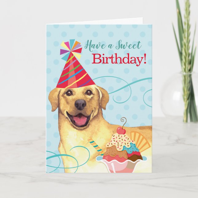 Sweet Birthday Yellow Lab Card (Front)