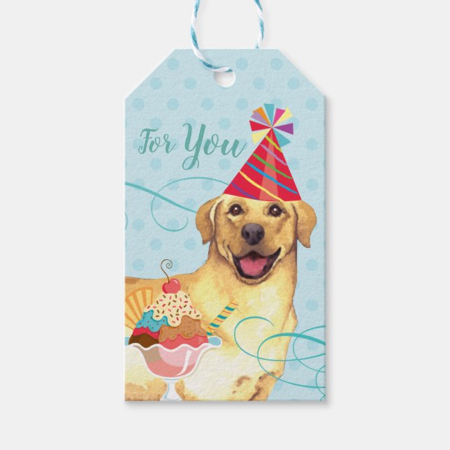 Sweet Birthday Yellow Lab Gift Tags (Front)