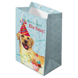 Sweet Birthday Yellow Lab Medium Gift Bag