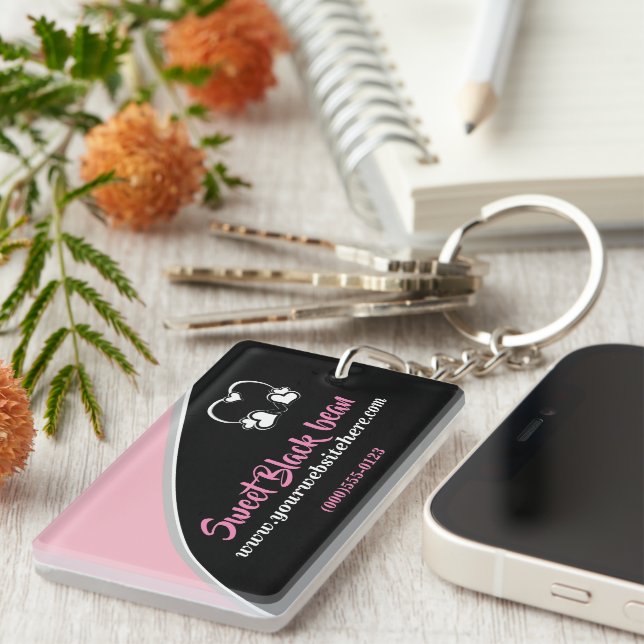 Sweet Black Bean Promotional Business Keychain (Front Right)