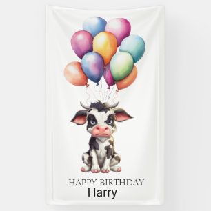 Sweet Black Cow 1st Birthday Banner