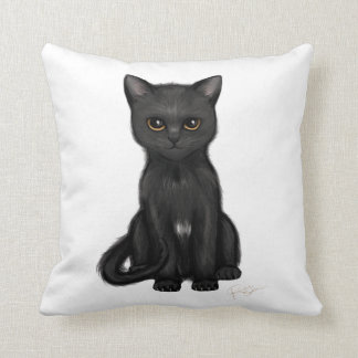 Sweet Black Kitty Cat with Bright Golden Eyes Cushion