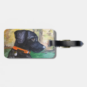 Sweet Black Lab luggage Tag by Willowcatdesigns