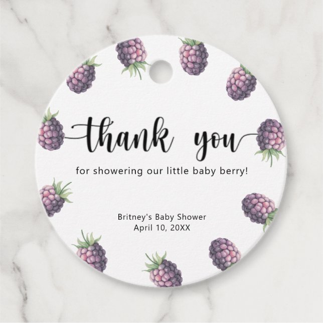 Sweet blackberry - thank you favour tags (Front)