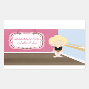 Sweet blonde ballerina girl birthday party sticker