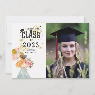 Sweet Blonde Girl Watercolor Graduation Napkins Invitation